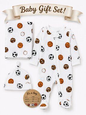 NWT Baby Essentials Baby Boy 4 Piece Bamboo Gift Set Newborn | Baby Shower Gift